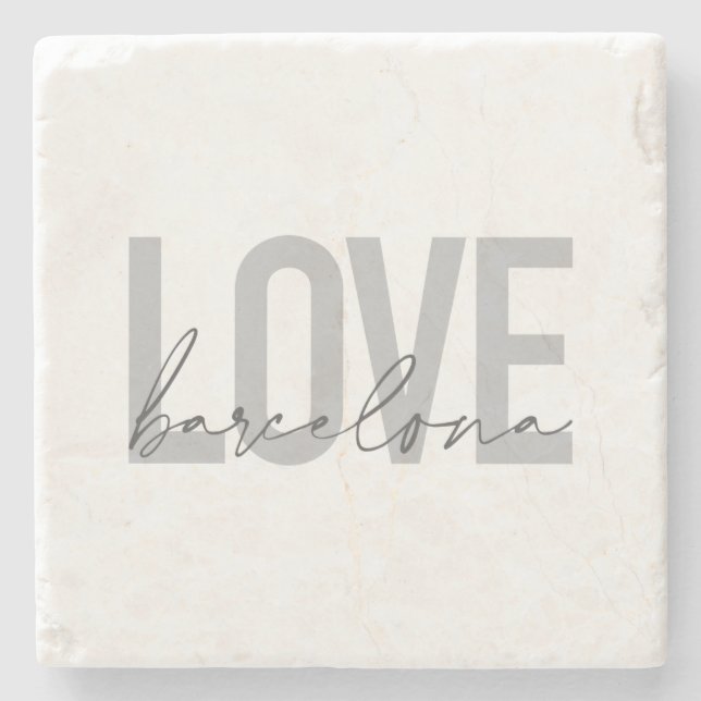 Simple, urban, modern, cool design Love Barcelona Stone Coaster (Front)