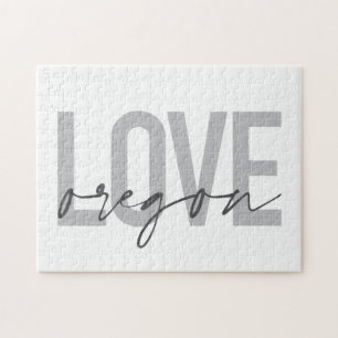 Simple, urban, modern, trendy, design Love Oregon Jigsaw Puzzle