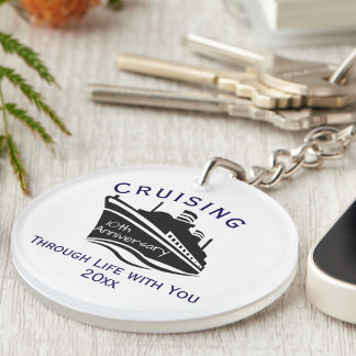 Simple Vacation Cruise 10t Anniversary Personalise Key Ring