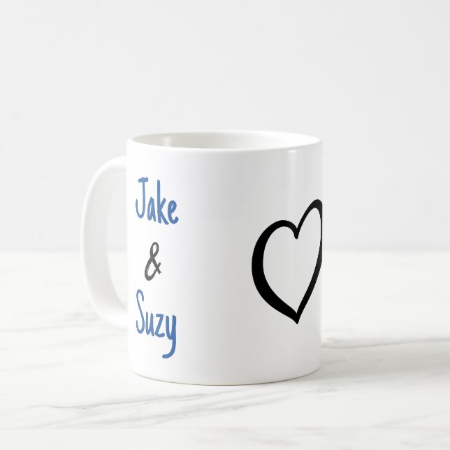 Simple Valentine Name Heart Coffee Mug (Front Left)
