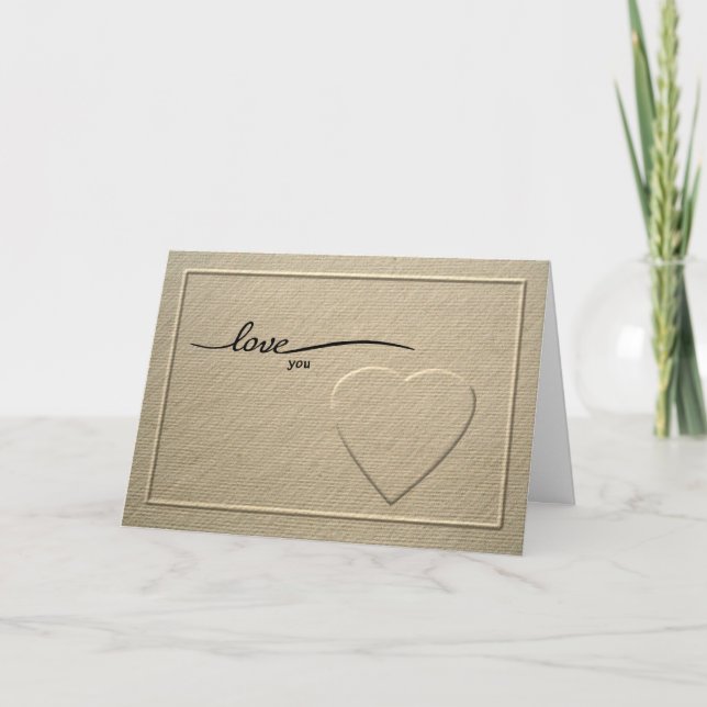 Simple Valentines Day Embossed Heart Holiday Card (Front)