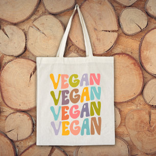 Simple Vegan, Trendy Flowers Retro  Tote Bag