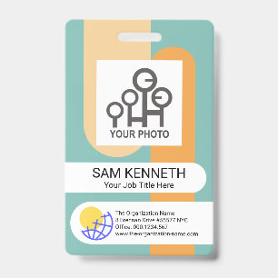 Simple Vertical Stripes Employee Photo Template ID Badge
