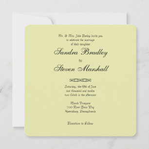 Simple Very Light Yellow Wedding Invitations