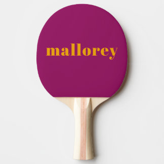 Simple Vibrant Pink Orange Name Ping Pong Paddle