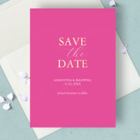 Simple Vibrant Pink Save The Date Wedding