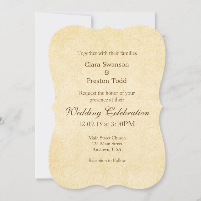 Simple Vintage Antique Bracket Wedding Invitation (Front)