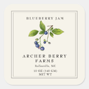 Simple Vintage Blueberry Jam Jar Label