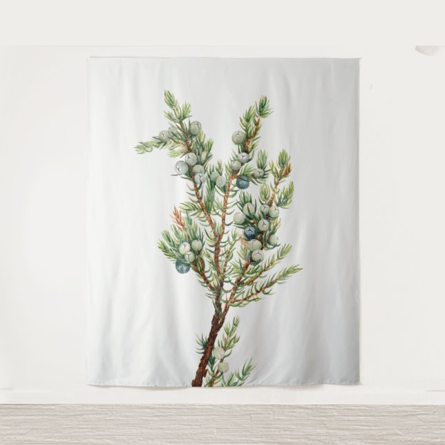 Simple Vintage Botanical Mountain Juniper Tapestry (Front)