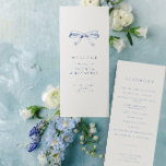 Simple Vintage Bow Blue Wedding Program Programme<br><div class="desc">Simple Vintage Bow Blue Flat Wedding Program</div>