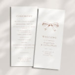 Simple Vintage Coquette Bow Mocha Wedding Program Programme<br><div class="desc">Simple Vintage Coquette Bow Mocha Brown Wedding Program</div>