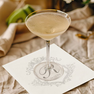 Simple Vintage Crest Monogram Wedding Napkin