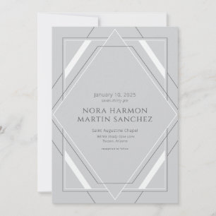 Simple Vintage Deco Light Grey Invitation
