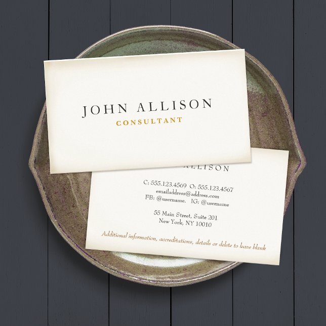 Simple Vintage Entrepreneur Rustic Aged Gentlemen Business Card (Creator Uploaded)