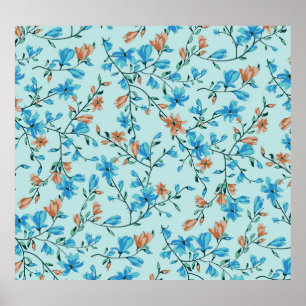 Simple Vintage: Floral Fabric Pattern Poster