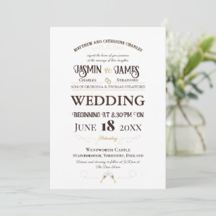Simple Vintage Font Typography Wedding Invitation
