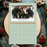 Simple Vintage Green Gingham Plaid Photo Christmas Holiday Card<br><div class="desc">Send warm holiday wishes with our Simple Vintage Green Gingham Plaid Photo Christmas Holiday Card! Featuring a classic green gingham plaid pattern with a nostalgic vintage touch, this card beautifully frames your favourite family photo. Its clean and timeless design evokes a cosy, festive feel, perfect for celebrating the season with...</div>