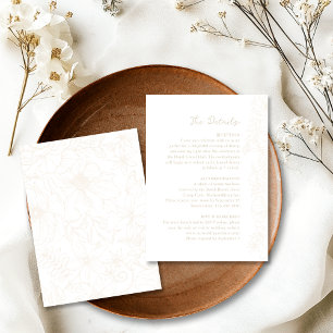 Simple Vintage Ivory Floral Garden Wedding Details Enclosure Card