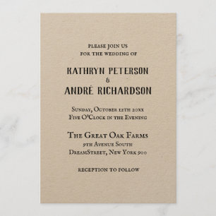 Simple Vintage Kraft Type Wedding Invitation