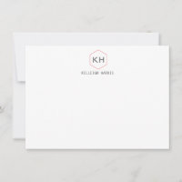 Simple Vintage Monogram Logo in Grey/Red Notecard