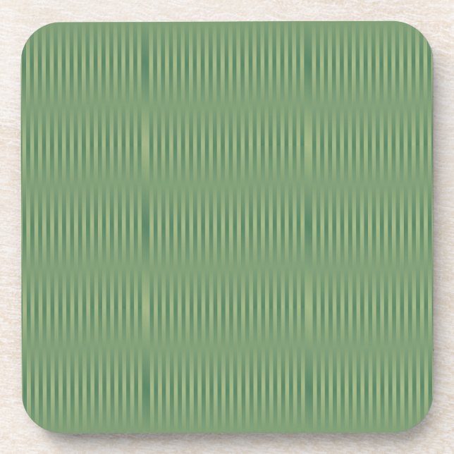 Simple Vintage Olive Sage Green Gradient Striped Coaster (Front)