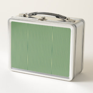 Simple Vintage Olive Sage Green Gradient Striped Metal Lunch Box
