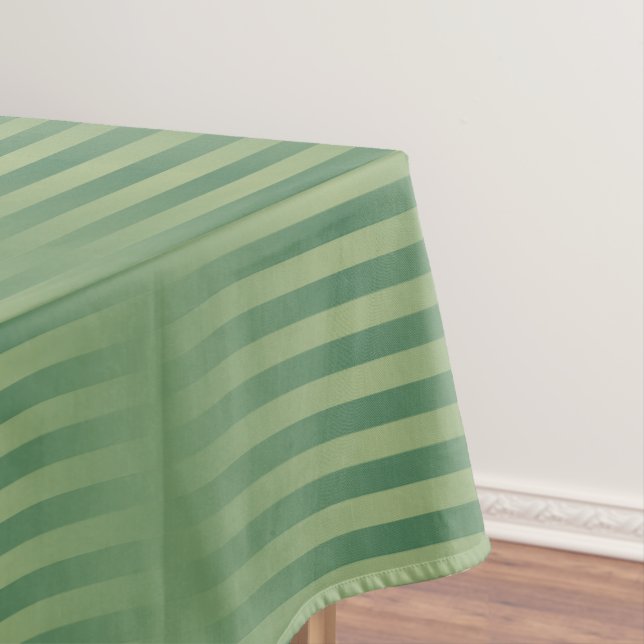 Simple Vintage Olive Sage Green Gradient Striped Tablecloth (In Situ)