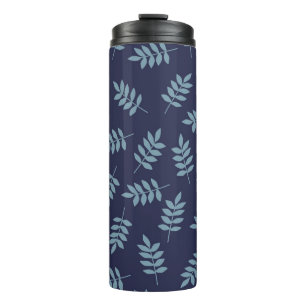 Simple vintage pattern. Dark blue background, blue Thermal Tumbler