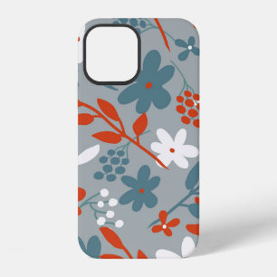 Simple vintage pattern. Grey background, orange, iPhone 12 Case