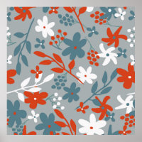Simple vintage pattern. Grey background,  orange, 