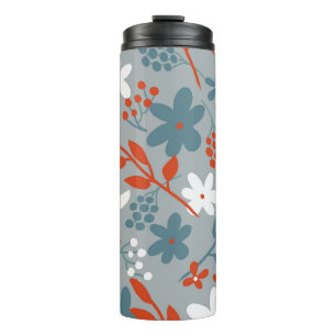 Simple vintage pattern. Grey background,  orange,  Thermal Tumbler