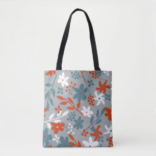 Simple vintage pattern. Grey background, orange, Tote Bag