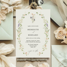 Simple Vintage Rustic Wildflower Monogram Wedding