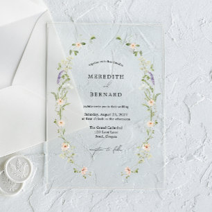 Simple Vintage Rustic Wildflower Wedding Acrylic Invitations