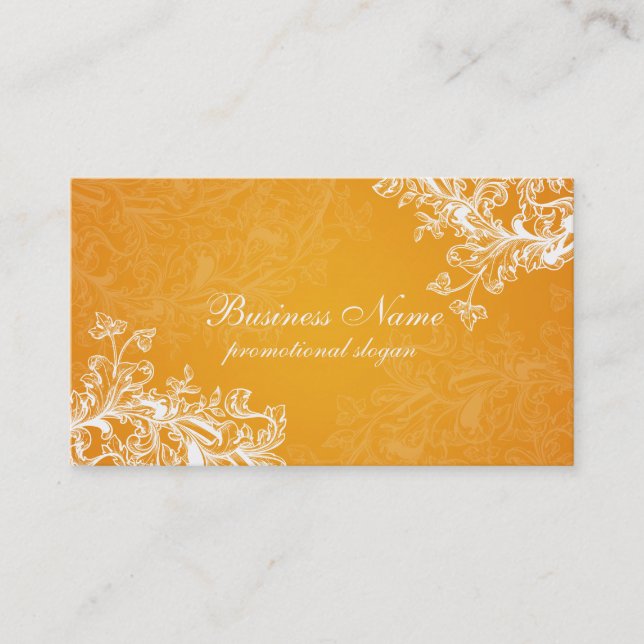Simple Vintage Scroll Orange Business Card (Front)