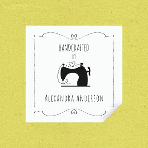 Simple Vintage Sewing Machine Hand Craft Square Sticker