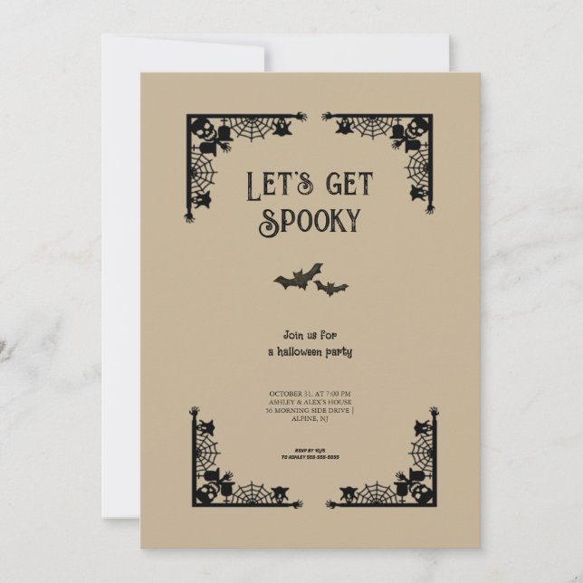 Simple Vintage Spooky Costume Halloween Party  Invitation (Front)