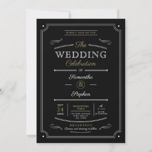 Simple Vintage Style Photo Wedding Invitation