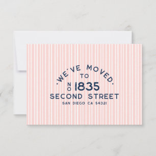 Simple Vintage We've Moved Address Pink Blue Announcement