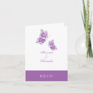 Simple Violet Butterfly RSVP Note Invitation
