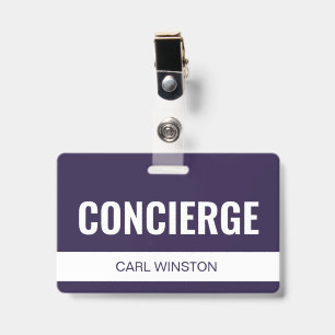 Simple Violet Custom Hotel Concierge Employee ID Badge