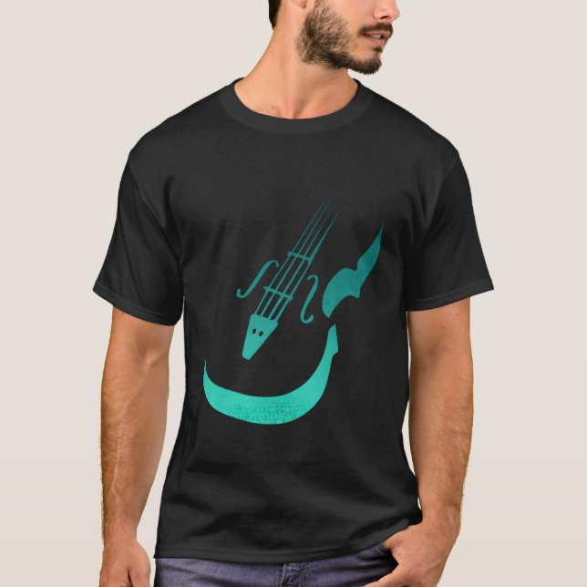Simple Violinist Figure Line Violin T-Shirt (Front)