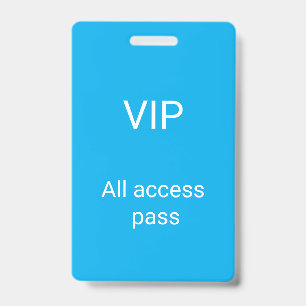 simple vip all access pass concert name occassion ID badge