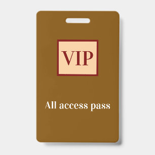 simple vip all access pass concert name occassion  ID badge