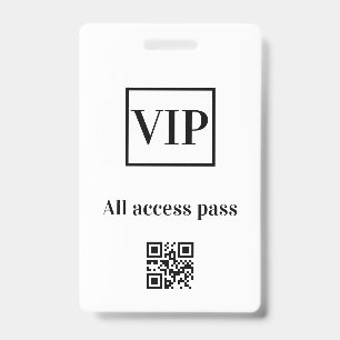 simple vip all access pass concert name occassion  ID badge