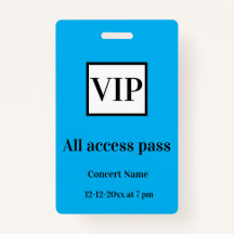 simple vip all access pass concert name occassion