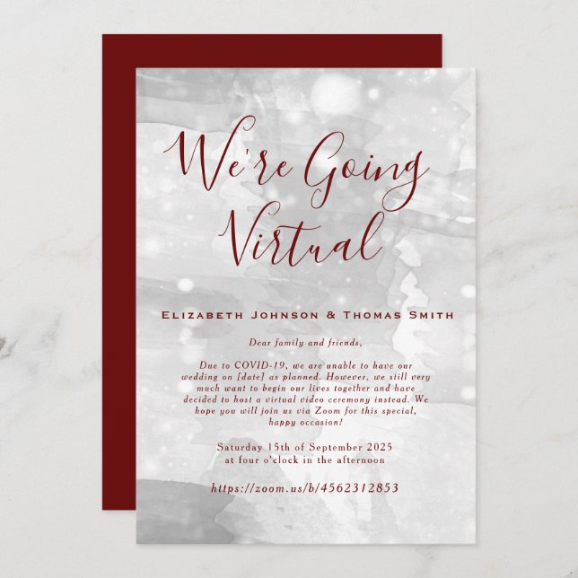 Simple Virtual Wedding Invitation (Front/Back)
