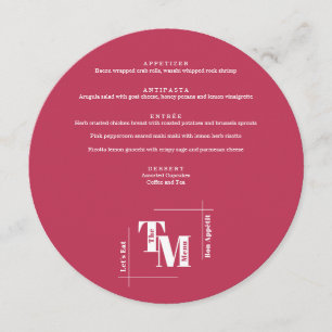 Simple Viva Magenta Modern Chic Wedding Thank You Menu