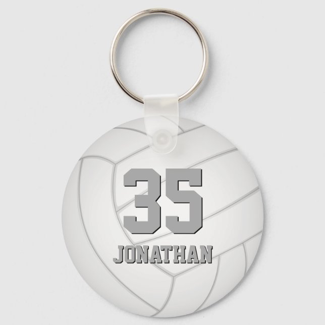 simple volleyball with athlete name key ring (Front)