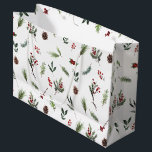Simple Warm Red Winter Watercolor Christmas Large Gift Bag<br><div class="desc">Looking for a modern and simple gift bag that is both festive and stylish? Look no further than our Simple Warm Red Winter Watercolor Christmas Large Gift Bag! This beautiful bag is hand painted with winter pine and festive red berry botanical greenery in a watercolor style pattern. The pattern is...</div>